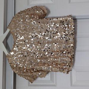 Gold Sequined Backless Shirt